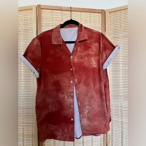 Men’s tie dye orange dress shirt